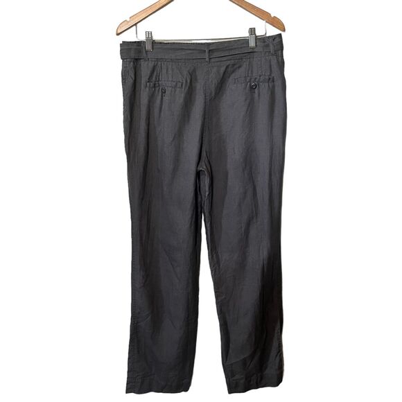 TAHARI Women's Charcoal Gray Belted High Rise Flare Leg Career Dress Pants 12 - Picture 6 of 9